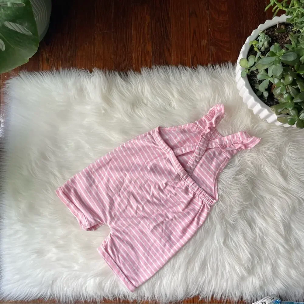 Pink Stripe Toddler Jumpsuit Romper Size 24M Bunny Pockets
